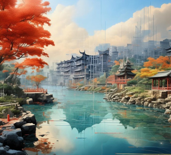 题名，艺术与自然的对话—福州西湖数字油画展